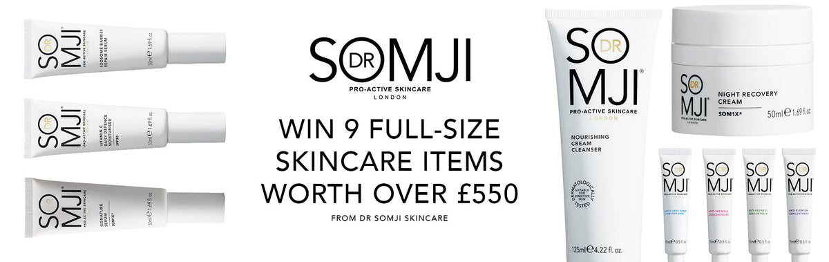 WIN 9 FULL-SIZE SKINCARE ITEMS WORTH OVER £550  FROM Dr Somji Skincare